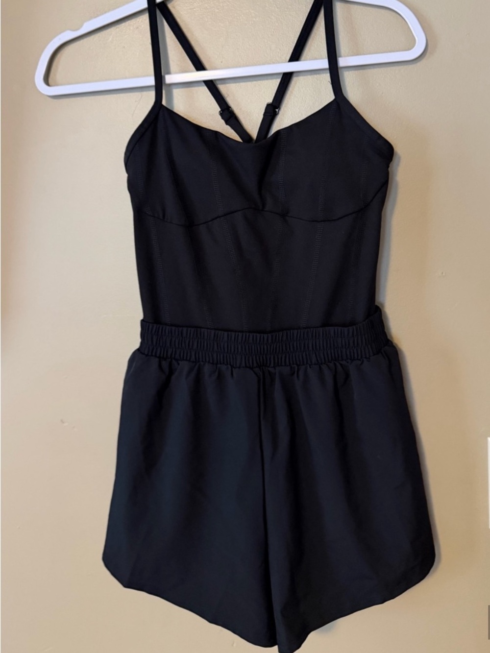 NWT PINK Victoria's Secret Black Stretch Runsie Romper